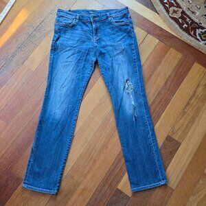 Kut from the Kloth Medium Wash Faded Straight Leg Ripped Jeans Size 10